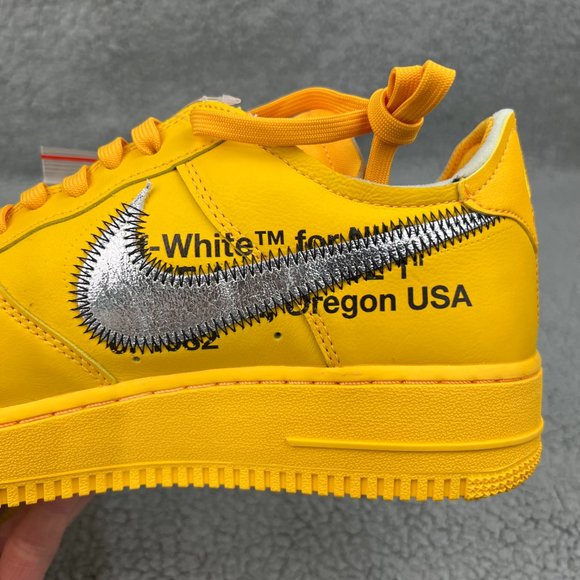 Nike Off White Air Force 1 Low Men 9 Shoes University Gold Lemonade ICA Yellow 1 - Picture 12 of 14